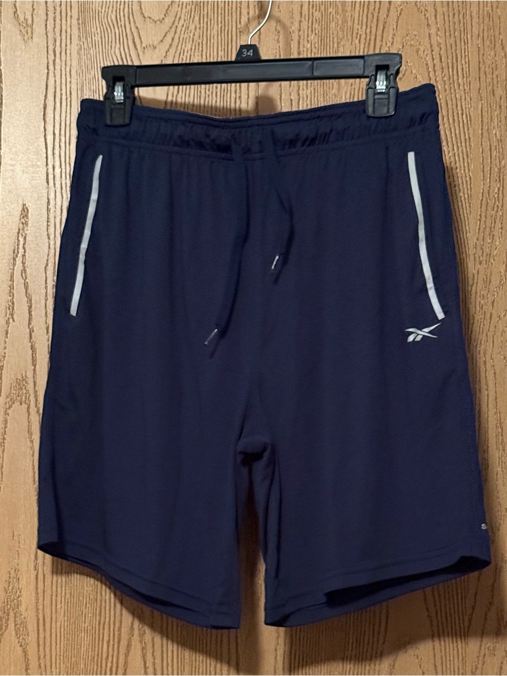 Reebok Men’s Navy Athletic Shorts with White Trim